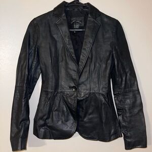 Moda International Black Blazer Genuine Leather Jacket 0